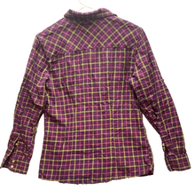 Load image into Gallery viewer, LL Bean Shirt Women Extra Small Burgundy Scotch Plaid Button Up Flannel Collared
