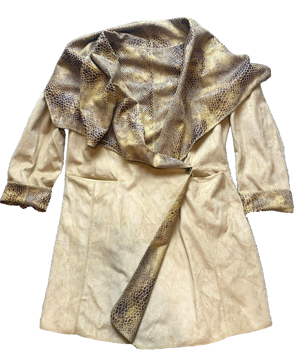 Rachel Zoe Jacket Womens Small Tan Brown Snake Skin Tunic Coat Career Blazer