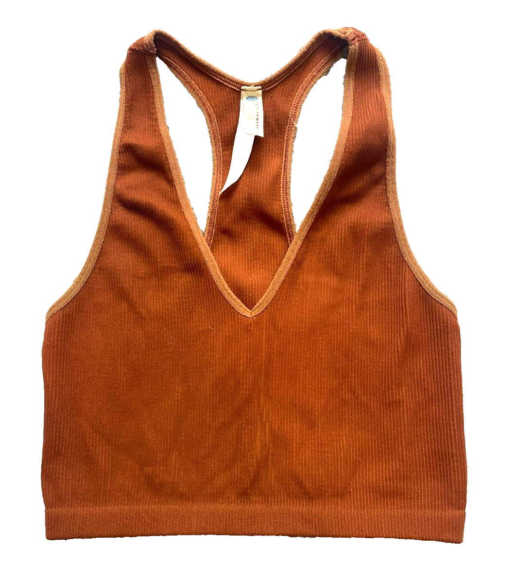 Free People FP Movement Shirt Womens Large Brownish Red Racerback Crop Stretch