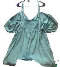 Load image into Gallery viewer, Torrid Dress Womens 4 Aqua Flowy Sleeveless Cold Shoulder Button Ladies
