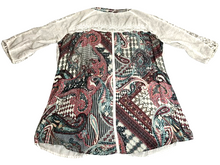 Load image into Gallery viewer, Gretty Zueger Shirt Womens Exrtra Large Gray Boho Paisley Tunic Blouse Lace Trim

