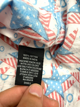 Load image into Gallery viewer, Massive Shirt Adult Small White Blue Red Star AOP Button Up Casual Camp Mens
