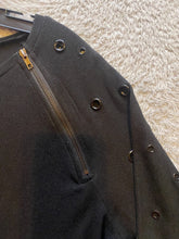 Load image into Gallery viewer, Vocal Sweater Women Large Black Zipper Eyelet Riveted Rayon Steampunk NWOT
