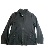 Load image into Gallery viewer, White Lotus Lifestyle Jacket Womens Medium Black Button Front Pocket Spandex
