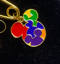 Load image into Gallery viewer, Mickey Mouse Safety Pin Charms Winking Minnie Bow Rainbow Pride Happy Disney
