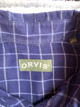 Load image into Gallery viewer, Orvis Shirt Adult Large Navy Blue Windowpane Button Up Casual Pocket Mens
