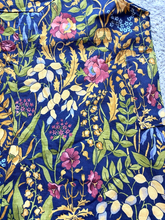 Load image into Gallery viewer, Dungaree Dress Womens 4X AOP Flower Garden Navy Overalls Bib Plus Ladies
