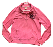 Load image into Gallery viewer, Victorias Secret Sweatshirt Womens Medium Pink 1/4 Zip Script Love Pullover Lady
