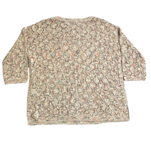 Load image into Gallery viewer, J Jill Sweater Women Large Pebble Malt Diamond Pointelle Knit Oversized Boxy NWT
