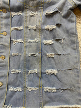 Load image into Gallery viewer, THRILL Jeans Jacket Womens 3X Blue Distressed Denim Destroyed Ripped Plus Ladies
