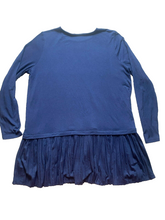 Load image into Gallery viewer, J Jill Shirt Womens Medium Navy Blue Oversized Ruffle Hem Tunic Blouse Rayon
