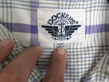 Load image into Gallery viewer, VTG Dockers Levis Shirt Adult Large Purple Green White Striped Button Up Mens
