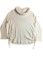 Load image into Gallery viewer, J Jill Sweater Womens Extra Large Cream Ruched Cowl Neck Waffle Knit Oversized
