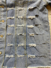 Load image into Gallery viewer, THRILL Jeans Jacket Womens 3X Blue Distressed Denim Destroyed Ripped Plus Ladies
