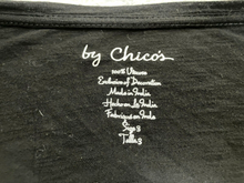 Load image into Gallery viewer, Chicos Shirt Womens 3 Gray Black Velvet Trim Tunic Lagenlook Plus MSRP $75 NWT
