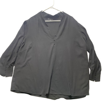Load image into Gallery viewer, Adrianna Papell Shirt Womens 3X Black Oversized Flowy Stretch Grunge Blouse Plus
