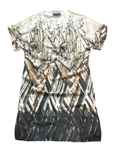 Load image into Gallery viewer, Lafayette 148 Dress Womens Medium Ivory Brown Black Geometric Silk Sheath Hippie
