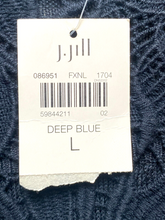 Load image into Gallery viewer, J Jill Shirt Womens Large Deep Blue Crochet Embroidered Boho Blouse Linen NWT

