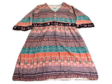 Load image into Gallery viewer, Jessica London Dress Womens 18 Colorful Geometric Belted Boho Flared Midi Indie
