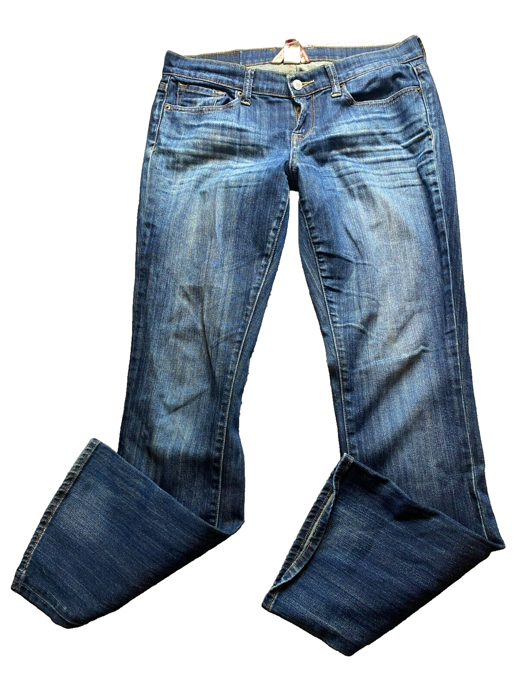 Lucky Brand Jeans Womens 8/29 (34x31) Blue Ringspun Dungarees Flare Denim Ladies