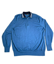 Load image into Gallery viewer, Brooks Brothers Sweater Adult Extra Large Blue 1/4 Zip Italian Yarn Collared Men
