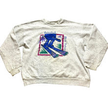 Load image into Gallery viewer, VTG Genetech Skis Tahoe Sweatshirt Adult Large Heather Gray  Fleece USA 80s Mens
