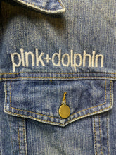 Load image into Gallery viewer, Pink Dolphin Vest Adult Large Blue Denim Button Up Patch Embroidered Kidcore Men
