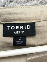 Load image into Gallery viewer, Torrid Shirt Womens 2 2X Taupe Roll Tab Satin Boho Peasant Flowy Blouse Plus NWT
