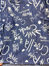 Load image into Gallery viewer, Disney Shirt Womens 1X Denim Blue Button Up Chambray AOP Graffiti Cruella De Vil
