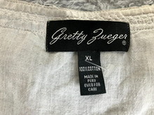 Load image into Gallery viewer, Gretty Zueger Shirt Womens Exrtra Large Gray Boho Paisley Tunic Blouse Lace Trim
