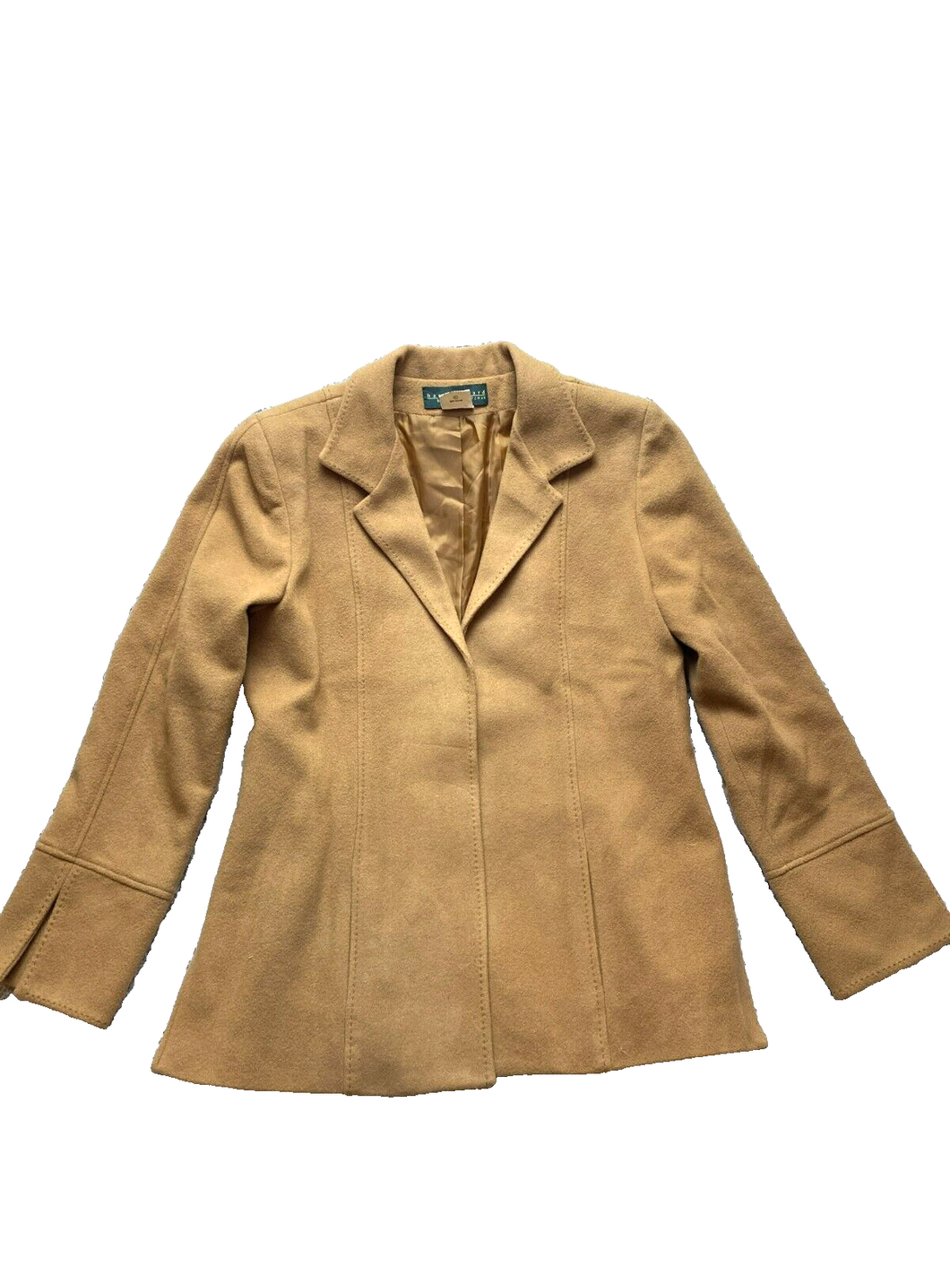 Harve Benard Jacket Womens 12 Tan Wool Nylon Cashmere Single Breasted Blazer