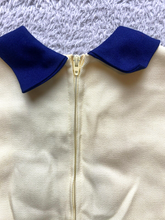 Load image into Gallery viewer, F.W Fischer Dress Womens Extra Small Beige Navy Shift Collared Star Button Lady
