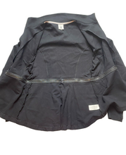 Load image into Gallery viewer, Cabi Jacket Womens Medium Black Convertible Long Cropped Peplum Rayon Stretch
