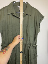 Load image into Gallery viewer, Apricot Jumpsuit Womens Large Army Green Belted Romper Pants MSRP $105 NWT
