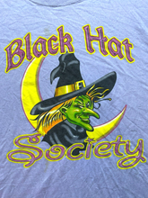 Load image into Gallery viewer, Vintage Black Hat Society Shirt Womens 3XL Witch Moon Light Purple 90s Ladies
