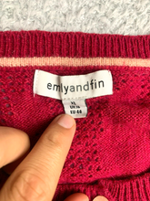 Load image into Gallery viewer, Emily and Fin Sweater Womens Extra Large Red Button Front Cardigan Eyelet Lady
