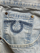 Load image into Gallery viewer, Attitude Shorts Adult 50 Blue Denim Jean Bermuda Flat Front Hip Hop Baggy Mens
