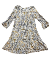 Load image into Gallery viewer, Anthropologie Hinge Dress Womens Small Navy Gold Hippie Peasant Boho Swing Flare
