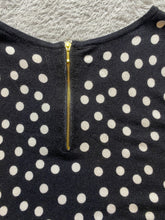 Load image into Gallery viewer, Chico's Shirt Womens 3 Black White Polkadots Rayon Nylon Flowy Blouse Zip Back
