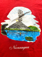 Load image into Gallery viewer, Nicaragua Shirt Womens Medium Red Boat Sail Sailing Volcano Naturecore 70s 80s
