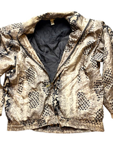 Load image into Gallery viewer, VTG COACO Jacket Womens Large Shoulder Pads Oversized Animal Print Silk Nylon
