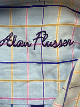 Load image into Gallery viewer, Alan Flusser Shirt Adult Large Blue Checkered Button Up Embroidery Casual Mens
