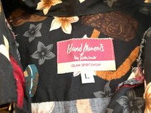 Load image into Gallery viewer, Island Moments Emme Shirt Adult Large Black Aloha Hawaiian Tiki Button Up Mens
