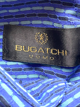 Load image into Gallery viewer, Bugatchi Uomo Shirt Adult Large Blue Button Up Rayon Blend Pocket Casual Mens
