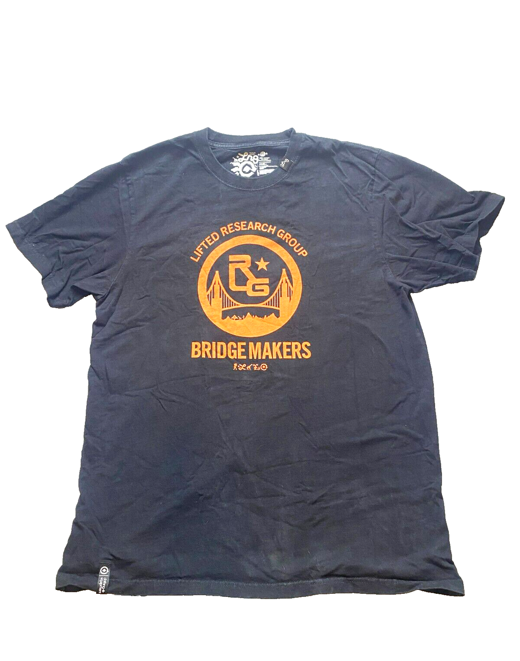LRG Shirt Womens 2XL Black Orange Oversized Bridge Makers Premium Fit Streetwear
