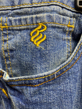 Load image into Gallery viewer, Roca Wear Jeans Womens 22 (43x33) Blue Denim Spandex Stretch Flared Embroidery
