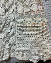 Load image into Gallery viewer, UMGEE Sweater Womens Small Beige Lagenlook Tunic Cardigan Crochet Lace Ladies
