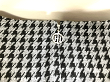 Load image into Gallery viewer, Tommy Hilfiger Dress Women 12 Medium Black Houndstooth Flower Tank Sheath Casual
