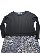 Load image into Gallery viewer, Susan Graver Dress Womens Extra Large Black Gray Leopard Sweater Rib Knit Ladies
