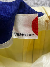 Load image into Gallery viewer, F.W Fischer Dress Womens Extra Small Beige Navy Shift Collared Star Button Lady
